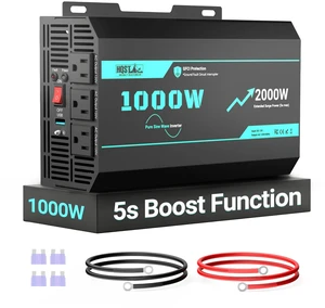 HQST 1000W Pure Sine Wave Inverter, GFCI Protection, 12V to 120V | Surge 2000W for 5s, 94% Efficiency, 3x AC Sockets, 5V/3.4A USB, THD<3.3%, for RV, Truck, Camping & Off-Grid HQST 1000W Pure Sine Wave Inverter, GFCI Protection, 12V to 120V | Surge 2000W for 5s, 94% Efficiency, 3x AC Sockets, 5V/3.4A USB, THD<3.3%, for RV, Truck, Camping & Off-Grid