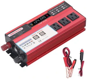 1500W Power Inverter 12v to 110v, DC to AC Converter with 3 AC Outlet, 1500 Watt 4 USB Ports Inverter with Cigarette Lighter Ports for Camping/Home/Emergency Power (24V)