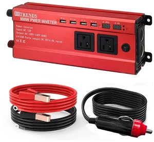 HITRENDS 900W Car Power Inverter 12V to 110V, DC to AC Converter with 4 USB Ports (24W Quick Charge) & 2 AC Outlets, for Camping, RV, Laptop, CE, FCC and ROHS Certified HITRENDS 900W Car Power Inverter 12V to 110V, DC to AC Converter with 4 USB Ports (24W Quick Charge) & 2 AC Outlets, for Camping, RV, Laptop, CE, FCC and ROHS Certified