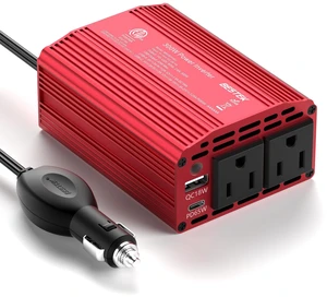 Power Inverter DC 12-17V to AC 110V - 300W Car Plug Adapter Outlet | PD65W USB-C 18W USB-A Port, Vehicle Charger Cigarette Lighter for Phone, Laptop on Road Trip, Modified Sine, Aluminum Housing Power Inverter DC 12-17V to AC 110V - 300W Car Plug Adapter Outlet | PD65W USB-C 18W USB-A Port, Vehicle Charger Cigarette Lighter for Phone, Laptop on Road Trip, Modified Sine, Aluminum Housing