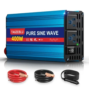 400 Watt Inverter Pure Sine Wave12V DC to 110V 120V AC for Vehicles Home | Portable Power Inverter with Cigarette Lighter, Battery clip Cables, 2 AC Outlets, LCD Display, Car Plug Adapter for Laptop 400 Watt Inverter Pure Sine Wave12V DC to 110V 120V AC for Vehicles Home | Portable Power Inverter with Cigarette Lighter, Battery clip Cables, 2 AC Outlets, LCD Display, Car Plug Adapter for Laptop