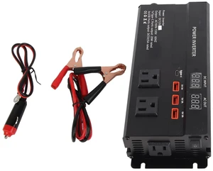 12V Car Power Inverter, 4000W Max 700W Rated DC to AC Converter with LCD Display, Type-C Port, 3 USB Ports, External Fuse and Battery Cables