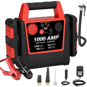 Car Battery Jump Starter-1000Amp 12V Lead-Acid Battery Jump Box with 260PSI Air Compressor, 10000 mAh Portable Power Station, Jump Pack for Vehicles Up to 5L Gas or Diesel Car Battery Jump Starter-1000Amp 12V Lead-Acid Battery Jump Box with 260PSI Air Compressor, 10000 mAh Portable Power Station, Jump Pack for Vehicles Up to 5L Gas or Diesel