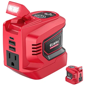Ecarke 220W Portable Power Inverter Compatible With Milwaukee 18V Battery | Battery Not Included, DC 18V To AC 110V Portable Power Station, 1 AC Outlet, 2 USB-A, 1 Type-C, 200LM LED, Camping Emergency Ecarke 220W Portable Power Inverter Compatible With Milwaukee 18V Battery | Battery Not Included, DC 18V To AC 110V Portable Power Station, 1 AC Outlet, 2 USB-A, 1 Type-C, 200LM LED, Camping Emergency