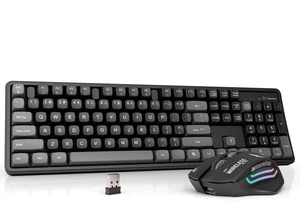 Rechargeable Wireless Keyboard and Mouse Combo, Full-Size - Black-Gray | Quiet Keyboard with Ergonomic MDA Sculpted Keycaps & Mouse, Plug & Play for Office/Home, Windows Computer PC & Laptops Rechargeable Wireless Keyboard and Mouse Combo, Full-Size - Black-Gray | Quiet Keyboard with Ergonomic MDA Sculpted Keycaps & Mouse, Plug & Play for Office/Home, Windows Computer PC & Laptops
