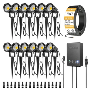 ZUCKEO All-in-One Low Voltage Landscape Lighting Kit, 5W LED Landscape Lights with Transformer, 120FT Wire and Connectors, Waterproof Outdoor Spotlight for Yard Garden House, 3000K 12V-24V, 12Pack ZUCKEO All-in-One Low Voltage Landscape Lighting Kit, 5W LED Landscape Lights with Transformer, 120FT Wire and Connectors, Waterproof Outdoor Spotlight for Yard Garden House, 3000K 12V-24V, 12Pack