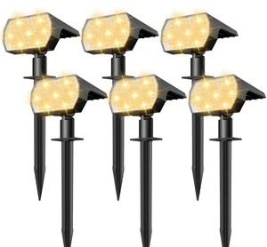 NYMPHY Solar Lights Outdoor Waterproof - 6 Pack (Warm White) | 56 LED 3 Lighting Modes IP68 Waterproof Solar Powered Garden Yard Spot Solar Lights for Christmas Outside Landscape