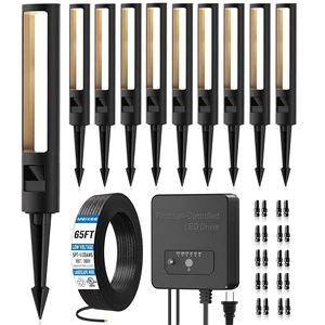 MEIKEE 5W Low Voltage Landscape Lights 12-24V Dusk to Dawn Pathway Lights | 2700K Warm White, IP66 Waterproof, Aluminum Outdoor Lighting with 120W Transformer 65FT Cord for Garden, Yard, Lawn 10-Pack