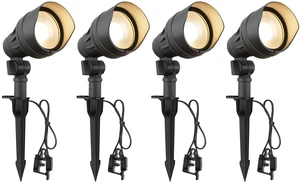 hykolity Low Voltage LED Landscape Spotlights, Aluminum Spot Lights Outdoor | Waterproof Outdoor Spot Lights, 12-15V 7.5W 390LM, Black Wired Landscape Lighting for Yard Garden Pathway, 4 Pack