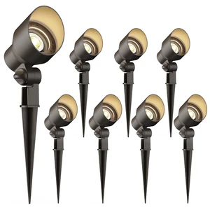 GOODSMANN Landscape Lighting Kits Low Voltage Spot Lights 8PK Landscape Flood Light 3W LED 200 Lumen Metal Landscape Lights 12V AC Tree Lights 3000K Warm White with Replaceable Bulbs Cable Connectors