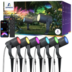 APPECK Smart Landscape Lighting Kit 36W, 6 Pack Outdoor Spot Lights RGBCW | Color Changing Landscape Lights, IP65 Waterproof, for Garden Pathway Yard, Daily Holiday Decor, Google Assitant Compatible APPECK Smart Landscape Lighting Kit 36W, 6 Pack Outdoor Spot Lights RGBCW | Color Changing Landscape Lights, IP65 Waterproof, for Garden Pathway Yard, Daily Holiday Decor, Google Assitant Compatible