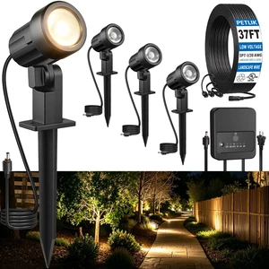 PETLIK Low Voltage Landscape Lights Kit, Plug & Play 3W Warm White, 4-Pack | 2700K Outdoor Spotlights with Photocell Transformer Dusk to Dawn, IP66 Waterproof Landscape Lights for Patio Garden Yard PETLIK Low Voltage Landscape Lights Kit, Plug & Play 3W Warm White, 4-Pack | 2700K Outdoor Spotlights with Photocell Transformer Dusk to Dawn, IP66 Waterproof Landscape Lights for Patio Garden Yard