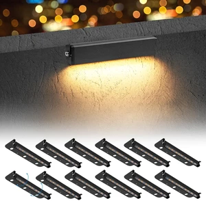 Kwinmyso Black 12-Pack 7inch 3W 2700K Soft White Hardscpe Lighting | 12V AC/DC Retaining Wall Lights,Low Voltage Landscape Lighting,Hardscape Paver Light,Outdoor Step Lights