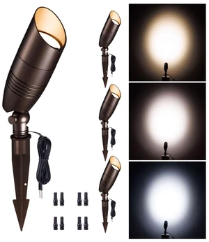 Varmtalys LED Spotlight, 3000K/4000K/5000K Adjustable Color Temperature Waterproof Outdoor Landscape Uplight, 12V AC/DC Wired Durable Aluminum ORB for Tree Garden Wall 4 Pack