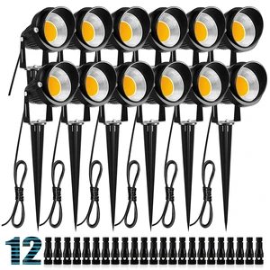 ZUCKEO 10W Landscape Lighting Low Voltage LED Landscape Lights, IP66 Waterproof Landscape Spotlights Yard Lawn Garden Outdoor Lights 12V 24V 1000LM Warm White (12Pack with Connectors)