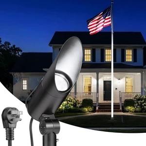 SUNVIE 20W 5000K LED Dusk to Dawn Flag Pole Spot Light Outdoor with Sensor | 120V Plug-In, Focus to 30+ ft, Weatherproof Heavy-Duty Aluminum, Ultra Bright Landscape Spotlight, Ideal for Flagpole