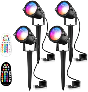 Onforu 12W LED RGBW Spotlights Outdoor Halloween Uplights Landscape Lights | 120V, IP65, 16 Colors, Remote Control, Color Changing Spot Lights Outdoor Lighting for House Yard Garden Path, 4 Pack