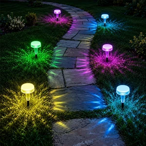Low Voltage Pathway Lights 6-Pack, Dusk to Dawn Landscape Path Lights | Outdoor Pathway Lights with Warm White & RGB, IP65 Waterproof Color Changing Plug in Walkway Lights for Yard Garden Driveway