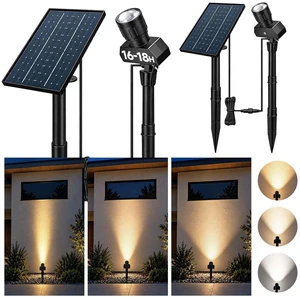 Solar Spot Lights Outdoor, 10-60° Adjustable Beam Width, 2 Pack | Separate Solar Panel, 3000K/4500K/6500K, 2 Brightness Levels, IP66 Waterproof, Auto On/Off, for Trees, Flags, House Exteriors Solar Spot Lights Outdoor, 10-60° Adjustable Beam Width, 2 Pack | Separate Solar Panel, 3000K/4500K/6500K, 2 Brightness Levels, IP66 Waterproof, Auto On/Off, for Trees, Flags, House Exteriors