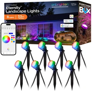 Enbrighten Eternity Landscape Lighting, 33ft, 8 Lights | RGBWIC LEDs, Waterproof, Adjustable Stakes, Link to 150ft, Smart App Control, Works with Alexa & Google Home Enbrighten Eternity Landscape Lighting, 33ft, 8 Lights | RGBWIC LEDs, Waterproof, Adjustable Stakes, Link to 150ft, Smart App Control, Works with Alexa & Google Home