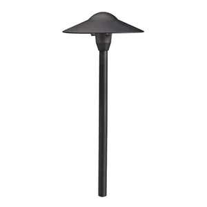 Kichler 12V Landscape Path Light, Textured Black | Dome design illuminates walkways, gardens, and landscape beds (8.25" x 21"), 15310BKT