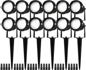 ELEGLO Landscape Lights,Low Voltage Led Landscape Lighting, 12V AC/DC Waterproof Landscape Spotlights Outdoor Flag Spot Light with Wire Connectors for Tree Flag Spotlight 5000K White Lawn 12Pack
