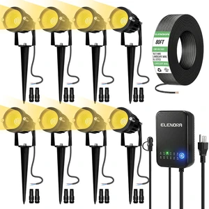 Elenora All-in-One Low Voltage Landscape Lighting Kit, 6W Landscape Spotlights with 80W Transformer & 80FT Wire & Connectors, 2700K Warm White LED Spot Lights Waterproof for Yard Garden Tree, 8 Pack Elenora All-in-One Low Voltage Landscape Lighting Kit, 6W Landscape Spotlights with 80W Transformer & 80FT Wire & Connectors, 2700K Warm White LED Spot Lights Waterproof for Yard Garden Tree, 8 Pack