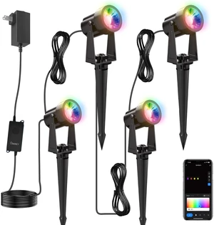 Ligency Smart Low Voltage Landscape Lights, 4-Pack RGBW Color Changing | Outdoor Spotlights, Alexa & Google Control, IP65 Waterproof, For Trees, Garden, Yard, Pathway & Holiday Ligency Smart Low Voltage Landscape Lights, 4-Pack RGBW Color Changing | Outdoor Spotlights, Alexa & Google Control, IP65 Waterproof, For Trees, Garden, Yard, Pathway & Holiday