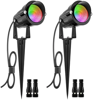 ZUCKEO 5W RGB Landscape Lighting Color Changing Low Voltage Landscape Lights with Connector, 12V 24V Waterproof Outdoor LED Colored Spotlight Path Light for Yard Garden House (2Pack) ZUCKEO 5W RGB Landscape Lighting Color Changing Low Voltage Landscape Lights with Connector, 12V 24V Waterproof Outdoor LED Colored Spotlight Path Light for Yard Garden House (2Pack)
