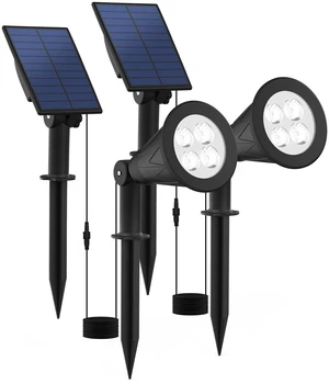 T-SUNUS Solar Spotlights 2 Pack White 6000K IP65 Waterproof Separated Panel | 9.8ft cable, auto on/off, 2 Lighting Modes for Landscape Garden Flag Patio Yard Driveway Halloween Christmas T-SUNUS Solar Spotlights 2 Pack White 6000K IP65 Waterproof Separated Panel | 9.8ft cable, auto on/off, 2 Lighting Modes for Landscape Garden Flag Patio Yard Driveway Halloween Christmas