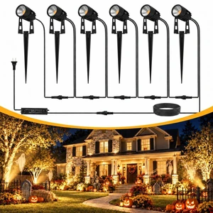 L LOHAS LED Dusk to Dawn Outdoor Lighting Low Voltage Landscape Lighting | 3000K Warm White Outdoor Spotlights with Transformer, IP65 Waterproof Lighting for Yard Backyard Pathway 6 Pack