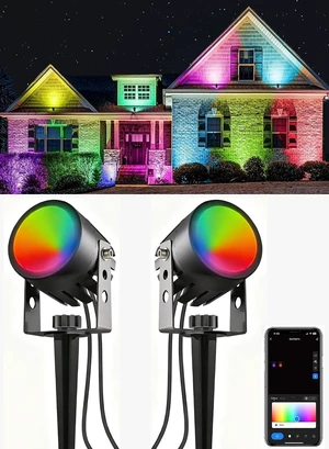 Ligency RGBW Low Voltage Smart Landscape Lighting, Landscape Spot Lights | Plug-in 12V Waterproof Color Changing Spotlight Work with Alexa for Garden Yard Tree (2-Pack, 28.8 Feet) Ligency RGBW Low Voltage Smart Landscape Lighting, Landscape Spot Lights | Plug-in 12V Waterproof Color Changing Spotlight Work with Alexa for Garden Yard Tree (2-Pack, 28.8 Feet)