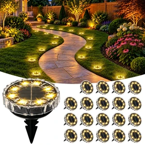 SOLPEX 20 Pack Solar Ground Lights Outdoor, Yard Lights Warm White | IP65 Waterproof Landscape Lighting for Walkway, Driveway, Pathway, Garden, Backyard Decor- Diamond Style Lampshade