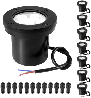 INTWELL Low Voltage Landscape Well Lights, Outdoor LED Ground Lights for Garden, Lawn Pathway Backyard, Patio Walkway Decor 8Pack Black (Cool White(6000K))