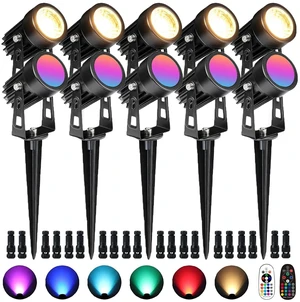 ELEGLO Halloween Spotlights Outdoor 12V Color Changing Landscape Lights with Remote Control 5W Landscape Lighting LED Colored Spot Lights Outdoor for Garden Decorative (5, Watts) ELEGLO Halloween Spotlights Outdoor 12V Color Changing Landscape Lights with Remote Control 5W Landscape Lighting LED Colored Spot Lights Outdoor for Garden Decorative (5, Watts)