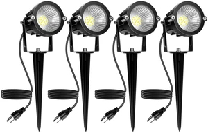 Outdoor Spotlight Cool White 6000K, 10W LED Spot Lights Outdoor for Yard Garden Tree, 120V Plug in Landscape Lighting with IP65 Waterproof for Halloween Christmas Decor, 4 Pack Outdoor Spotlight Cool White 6000K, 10W LED Spot Lights Outdoor for Yard Garden Tree, 120V Plug in Landscape Lighting with IP65 Waterproof for Halloween Christmas Decor, 4 Pack