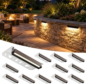 Solpex Retaining Wall Lights, 7 Inch Hardscape Lighting 12 Pack | 2700K LED Low Voltage Landscape Lighting, Outdoor Step Lights IP65 Waterproof, Outdoor Lights for Patio Stairs Deck