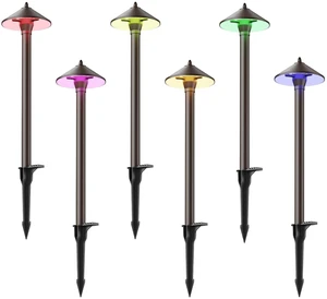 GOODSMANN Landscape Lighting RGBW 6PK Low Voltage Path Lights with Color Changing 2W 12V AC Landscape Lights 2900K with Cable Connectors GOODSMANN Landscape Lighting RGBW 6PK Low Voltage Path Lights with Color Changing 2W 12V AC Landscape Lights 2900K with Cable Connectors