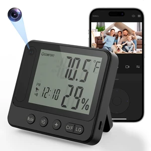 MEBAO 4K WiFi Hidden Camera Clock with Hygrometer & Thermometer | Nanny camera clock displays temp & humidity while offering live viewing, motion detection, and night vision for home/office. MEBAO 4K WiFi Hidden Camera Clock with Hygrometer & Thermometer | Nanny camera clock displays temp & humidity while offering live viewing, motion detection, and night vision for home/office.