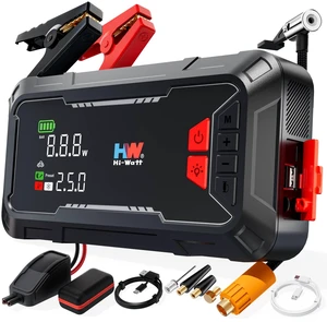HW 2000A Jump Starter with Air Compressor, 160 PSI Tire Inflator 12V 65W PD | 2000A jump starter with 160 PSI auto-stop inflator, 65W two-way USB-C PD, 400-lumen LED and complete roadside kit. HW 2000A Jump Starter with Air Compressor, 160 PSI Tire Inflator 12V 65W PD | 2000A jump starter with 160 PSI auto-stop inflator, 65W two-way USB-C PD, 400-lumen LED and complete roadside kit.