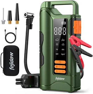 6000A Jump Starter with Air Compressor, 160PSI, 20000mAh, Car for 10L Gas/8L Diesel, UL Certified | Reverse Polarity Protection | LED Display & SOS Light | USB-C 5V/2A | 2-Year Warranty | 3.3 lbs