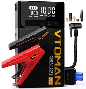 VTOMAN X5 Jump Starter with Air Compressor, 3500A with Type-C Quick Charge | Car Jump Starter, Battery Booster, Up to 9L Gas/8L Diesel, 160PSI Digital Tire Inflator, 12V Lithium Battery, Jump box VTOMAN X5 Jump Starter with Air Compressor, 3500A with Type-C Quick Charge | Car Jump Starter, Battery Booster, Up to 9L Gas/8L Diesel, 160PSI Digital Tire Inflator, 12V Lithium Battery, Jump box