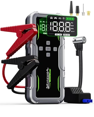 8000A Jump Starter with Air Compressor, 12V Portable Battery Jumper Starter Pack(All Gas/10.0L Diesel) for Car, Jump Box with 150PSI Auto Tire Inflator, LCD Display & Lights
