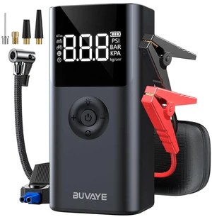 BUVAYE 4000A Jump Starter with Air Compressor, 150PSI Tire Inflator, 12V Portable Car Battery Jumper, Auto Shutoff, Digital Gauge, Smart Clamps, Carry Case