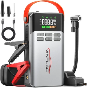 ANFLAG 8-in-1 Car Jump Starter with Air Compressor  6000A Peak, 150PSI Tire Inflator, 12V Portable Power Bank, LCD Display, and LED Flashlight for All Gas & 12.0L Diesel Engines