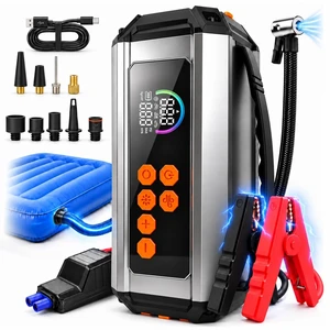 Jump Starter with Air Compressor, 12V Car Battery Jumper & Tire Inflator | 6000A Car Jumper Starter, 150 PSI Air Pump, 33 L/min Air Blower Vacuum, 8000mAh Power Bank & LED Light for Roadside Emergency