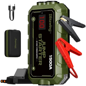 BLITZWING 1500A Jump Starter 12V Portable Jump Box for 6L Gas 3L Diesel | LED Emergency light, Power Bank, Dead battery Rescue, Lightweight, 10 Intelligent Safeguards, Carry Case, Jumper cables BLITZWING 1500A Jump Starter 12V Portable Jump Box for 6L Gas 3L Diesel | LED Emergency light, Power Bank, Dead battery Rescue, Lightweight, 10 Intelligent Safeguards, Carry Case, Jumper cables