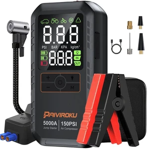 5000A Car Battery Jump Starter with Air Compressor,12V Car Battery Jumper Starter Portable 8L Gas/7L Diesel,150PSI Tire Inflator&Car Battery Jump Box with 500LM LED/36W Fast Charge/Jump Cables 5000A Car Battery Jump Starter with Air Compressor,12V Car Battery Jumper Starter Portable 8L Gas/7L Diesel,150PSI Tire Inflator&Car Battery Jump Box with 500LM LED/36W Fast Charge/Jump Cables