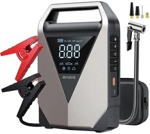 4500A Car Jump Starter with Air Compressor, 150PSI Car Battery Jump Starter (All Gas), 12V Portable Battery Booster, Tire Inflator, Portable Charger with Jumper Cables, Lights in EVA Bag 4500A Car Jump Starter with Air Compressor, 150PSI Car Battery Jump Starter (All Gas), 12V Portable Battery Booster, Tire Inflator, Portable Charger with Jumper Cables, Lights in EVA Bag