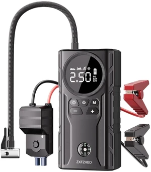 Portable Jump Starter Car Battery Booster with Air Compressor 12V Auto Power Charger 3500 Peak Amps Heavy Duty Tire Inflator Includes Cables and Pack Box for Emergency Vehicle Start Tire Boost